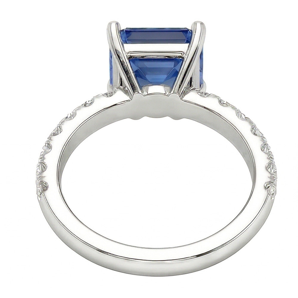 Gold Natural Earth Mined Diamond Ring 3 Carats Prong Set Ceylon Sapphire Gemstone Jewellery