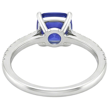 natural round sapphire 3ct ring on white background