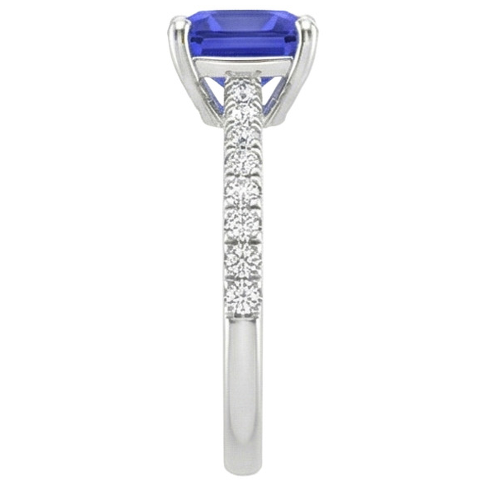 natural round sapphire 3ct ring profile view