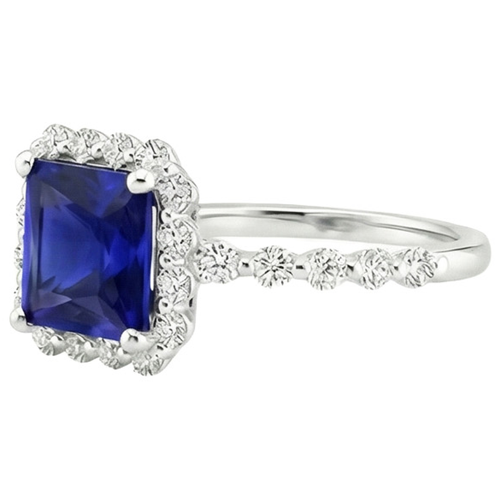 natural round sapphire 6.25ct ring on white background