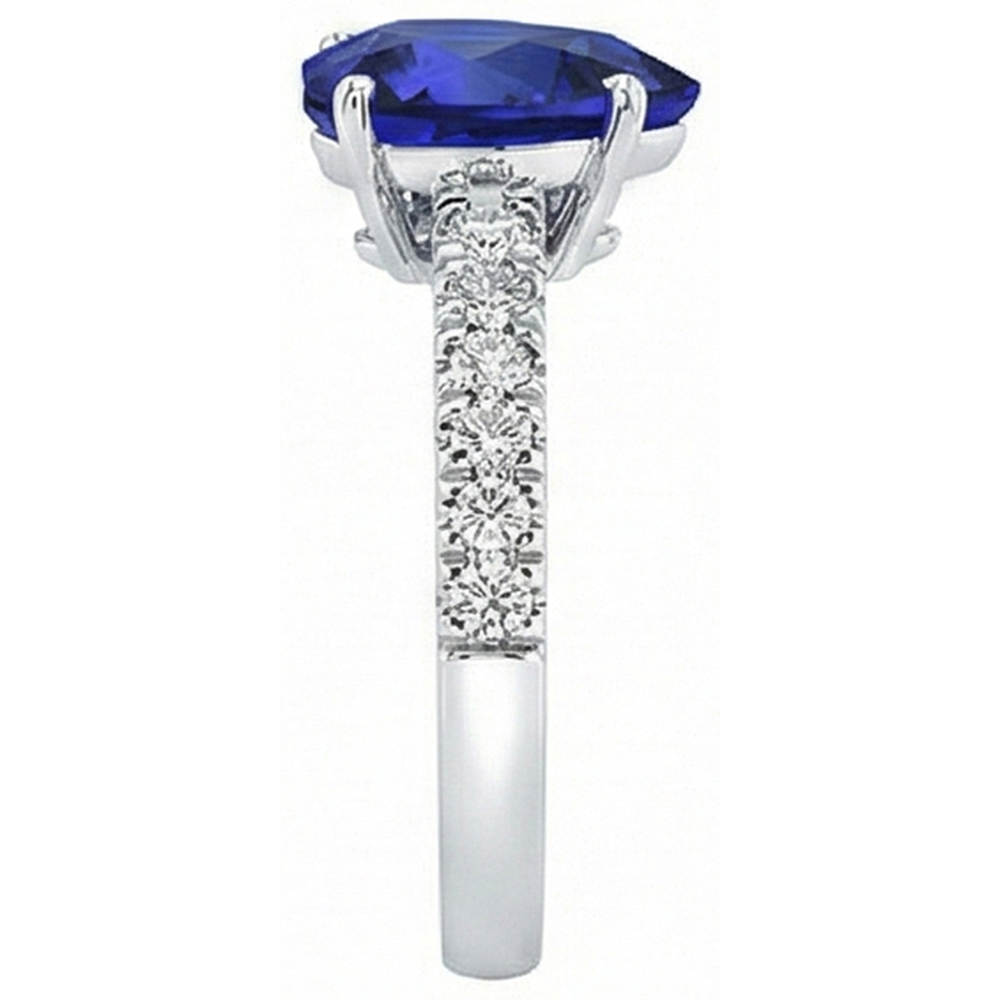 Gold Natural Earth Mined Diamond Ring Heart Shaped Blue Sapphire Gemstone 5 Carats