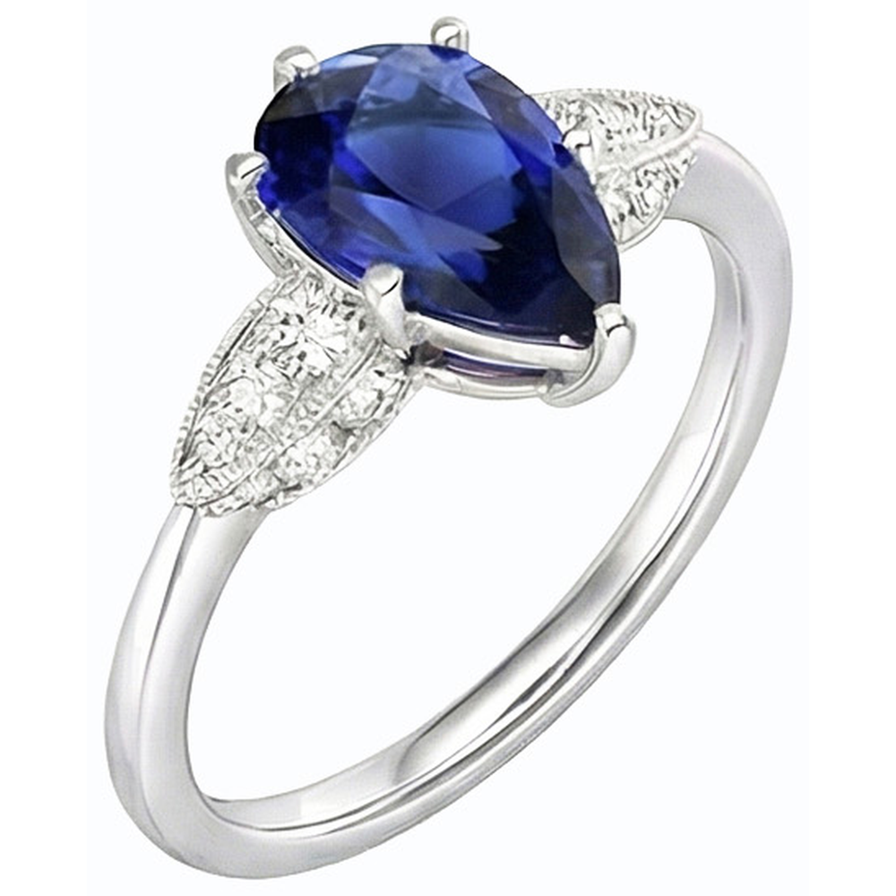 natural round sapphire 3.50ct ring front view