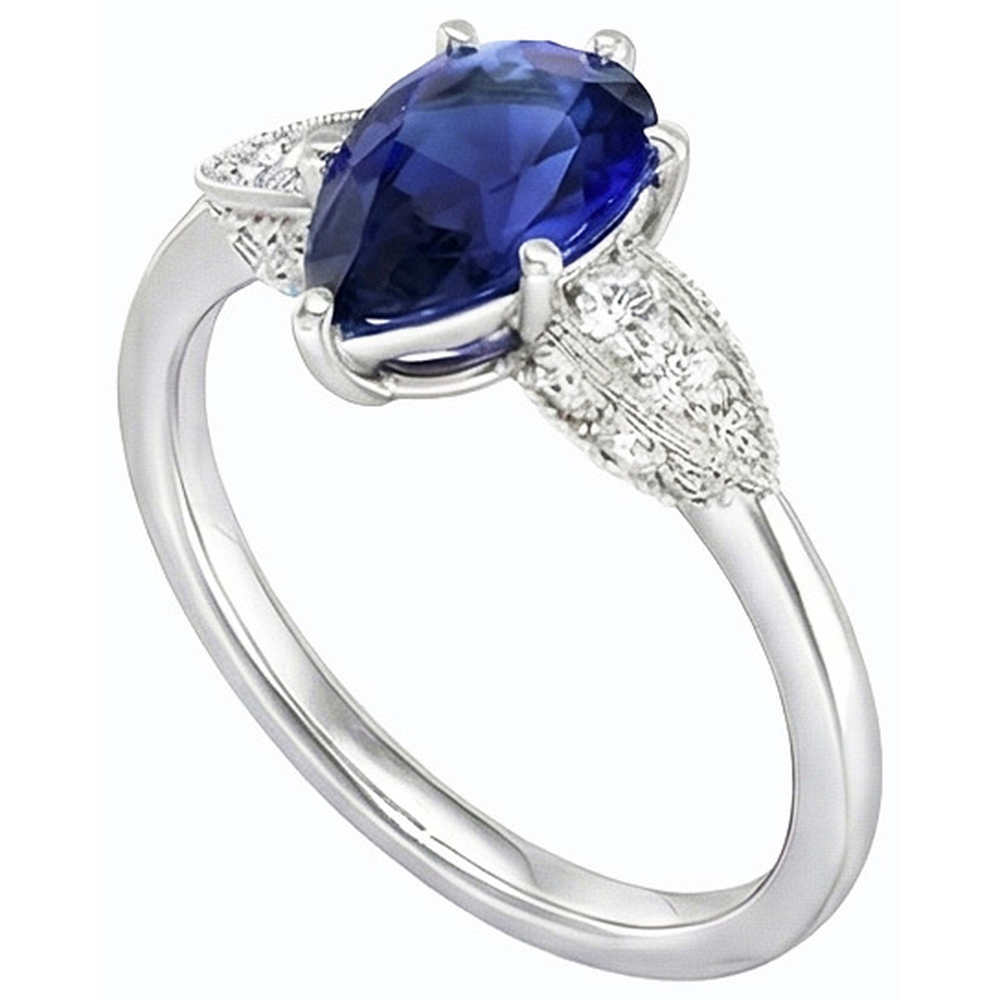 natural round sapphire 3.50ct ring side angle