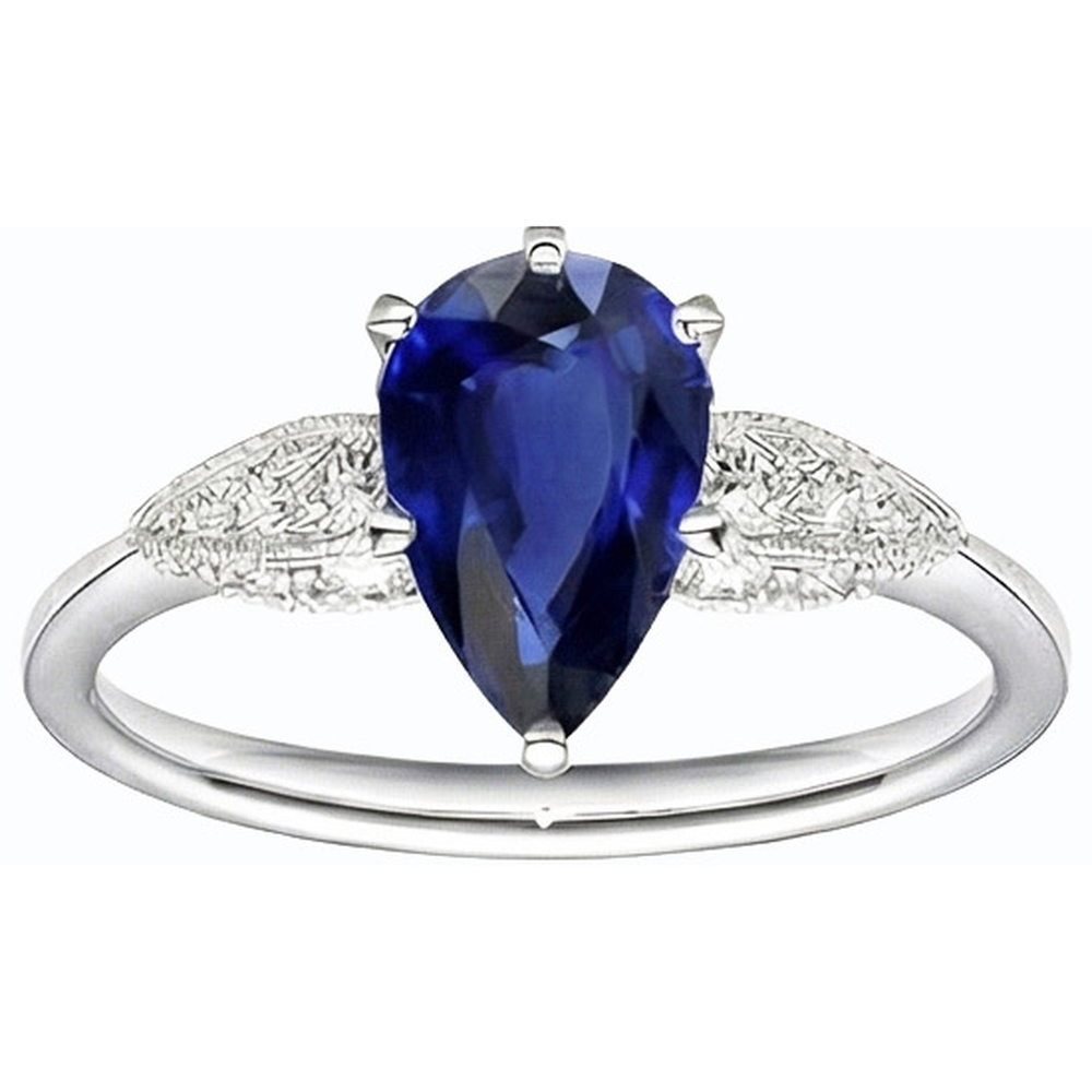 natural round sapphire 3.50ct ring close up detail