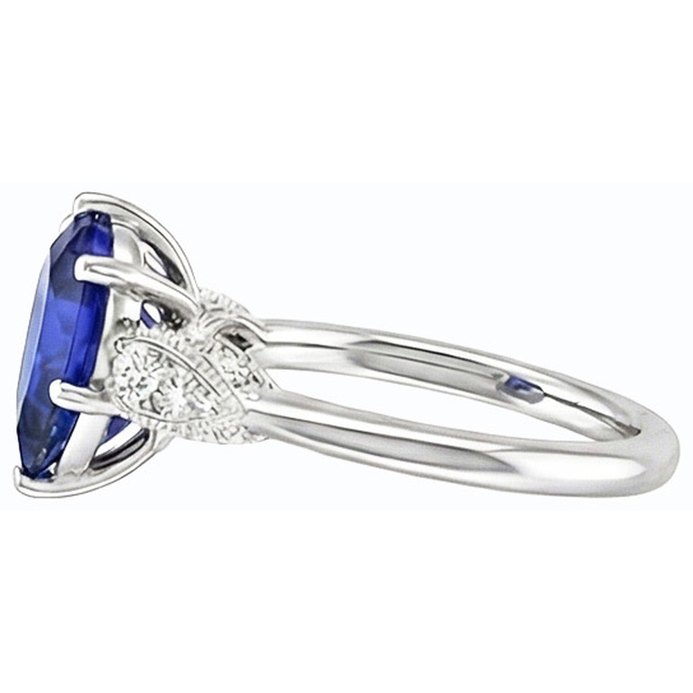 natural round sapphire 3.50ct ring profile view