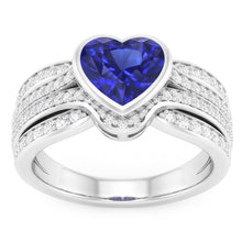 Gold Natural Earth Mined Diamond Sapphire Ring With Jacket 4.50 Carats Bezel & Pave Set