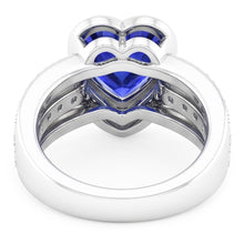 Gold Natural Earth Mined Diamond Sapphire Ring With Jacket 4.50 Carats Bezel & Pave Set