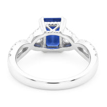 Gold Natural Earth Mined Diamond Wedding Ring Emerald Cut Blue Sapphire Gemstone 3 Carats