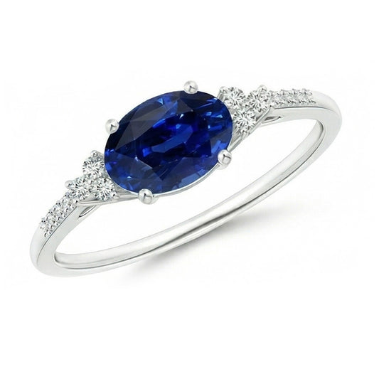 natural round sapphire 4ct ring front view