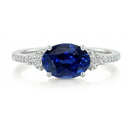 natural round sapphire 4ct ring side angle