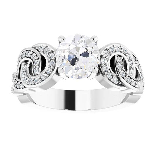 Gold Old Cut Real Diamond Ring Prong Set Twisted Style Jewelry 5.50 Carats
