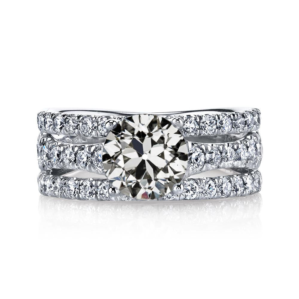 Gold Old Cut Natural Earth Mined Diamond Wedding Ring Triple Row Accents 8 Carats