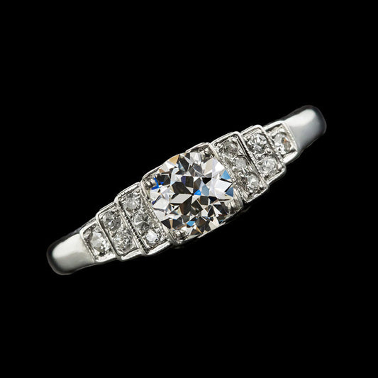 Gold Old Cut Round Real Diamond Ring With Steps Jewelry 3.25 Carats