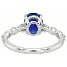 Gold Oval Blue Sapphire Natural Earth Mined Diamond Ring Marquise & Round Cut 6 Carats New