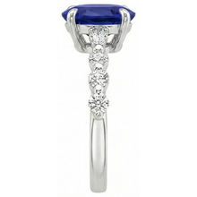 Gold Oval Blue Sapphire Natural Earth Mined Diamond Ring Marquise & Round Cut 6 Carats New