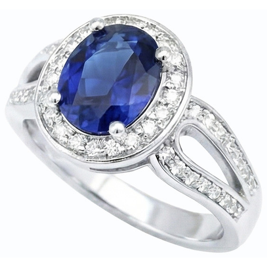 natural round sapphire 4ct ring front view
