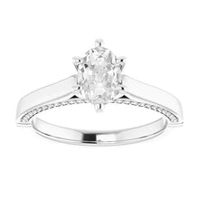 Gold Oval Real Old Miner Diamond Ring Prong Set 4.25 Carats Tapered Shank