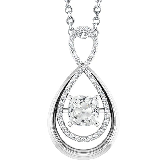 Gold Real Diamond Pendant Cushion Old Cut 3.50 Carats Twisted Style
