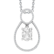 Gold Real Diamond Pendant Round & Oval Old Cut 3.50 Carats Prong Set