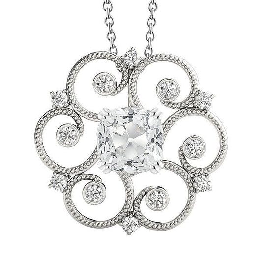 Gold Real Natural Earth Mined Diamond Pendant Vintage Style Round & Cushion Old Miner 5.50 Ct