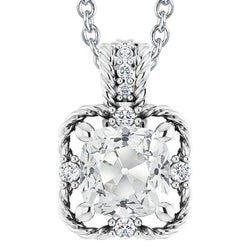 Gold Natural Earth Mined Diamond Slide Pendant Cushion Old Miner 6.50 Carats Rope Style
