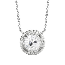 Gold Real Halo Diamond Pendant Round Old Miner Prong Set 3.75 Carats