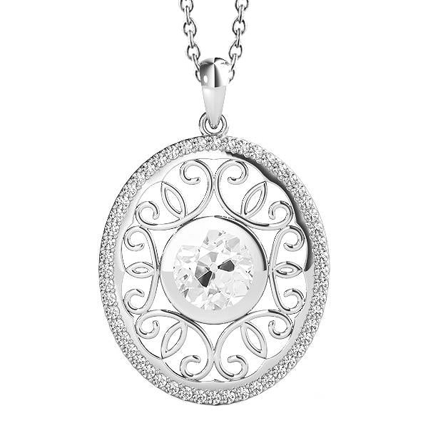 Gold Round Old Cut Antique Style Natural Earth Mined Diamond Pendant Bezel Set 2.50 Carats