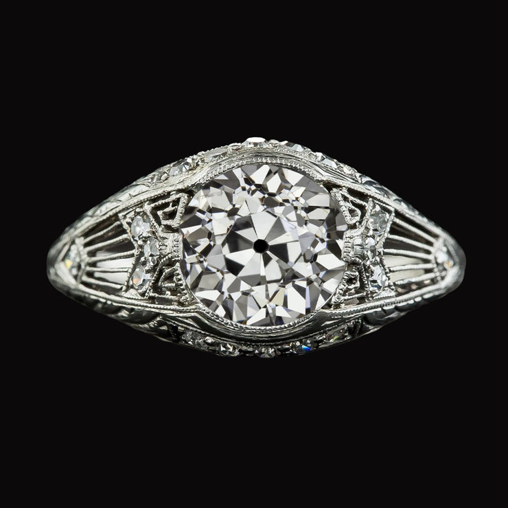 Gold Round Old Cut Natural Diamond Fancy Ring Antique Style 4.25 Carats