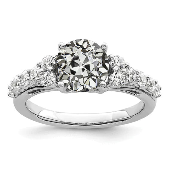 Gold Round Old Miner Real Diamond Engagement Ring 4 Prong Set 3.50 Carats