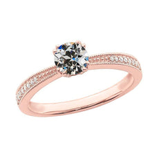 Gold Round Old Miner Real Diamond Wedding Ring 2.75 Carats Tapered Shank