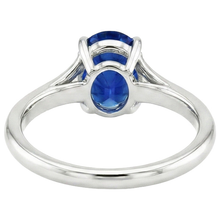 Gold Solitaire Blue Sapphire Ring Prong Set Oval Split Shank 3 Carats