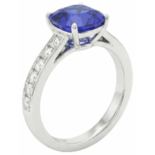 Gold Solitaire Blue Sapphire Ring With Round Natural Earth Mined Diamond Accents 6 Carats