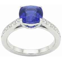 Gold Solitaire Blue Sapphire Ring With Round Natural Earth Mined Diamond Accents 6 Carats
