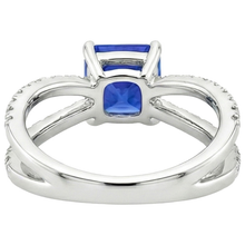 natural round sapphire 2.75ct ring on white background