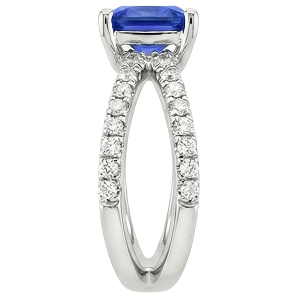 natural round sapphire 2.75ct ring profile view