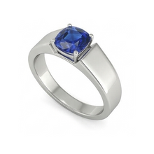 Gold Solitaire Cushion Ceylon Sapphire Gents Ring 1.50 Ct Jewellery
