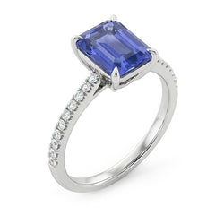 Natural Sapphire Ring 3.50ct - White Gold 14K