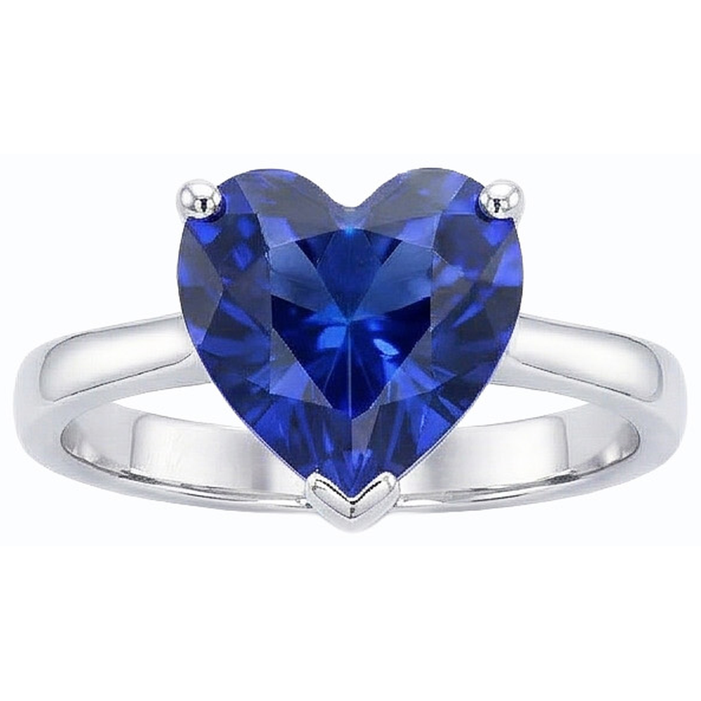 natural heart sapphire 2.50ct ring on white background