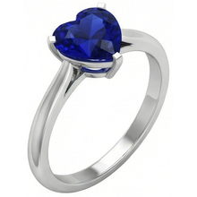 Gold Solitaire Heart Sri Lankan Sapphire Ring Prong Set 2 Carats