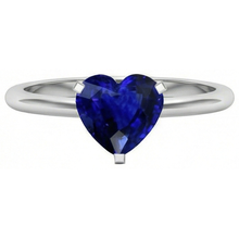 Gold Solitaire Heart Sri Lankan Sapphire Ring Prong Set 2 Carats
