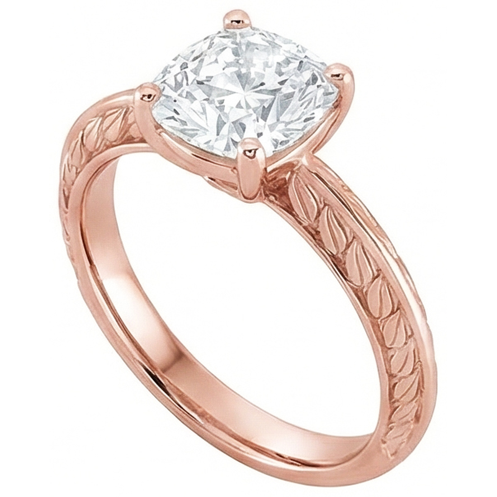 natural cushion diamond 3.75ct ring close up detail