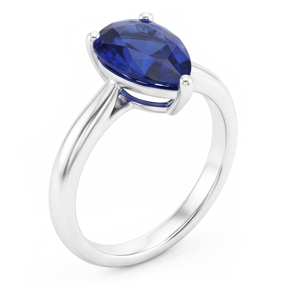 Gold Solitaire Pear Shaped Srilanka Sapphire Ring 1.50 Carats