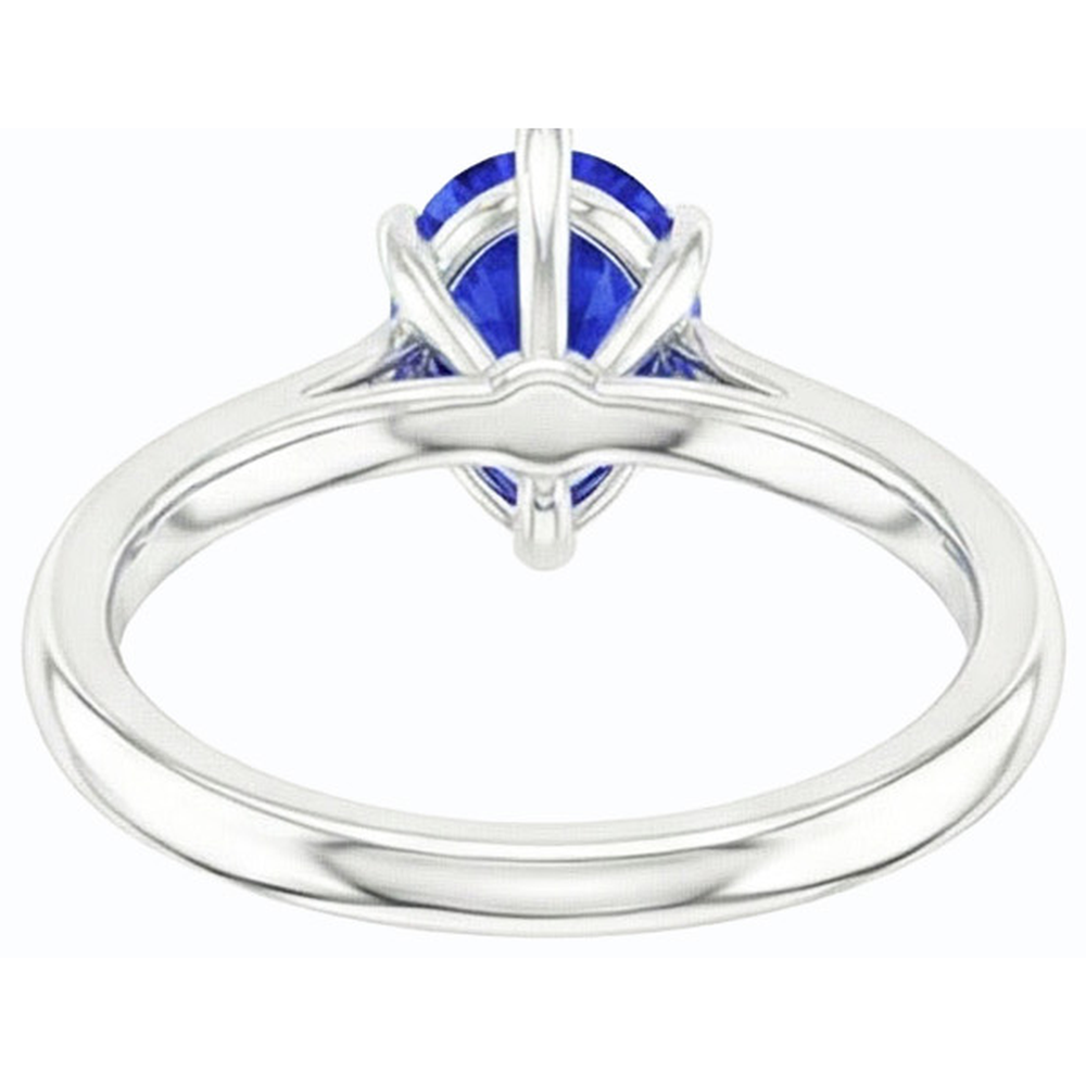 Gold Solitaire Pear Shaped Srilanka Sapphire Ring 1.50 Carats