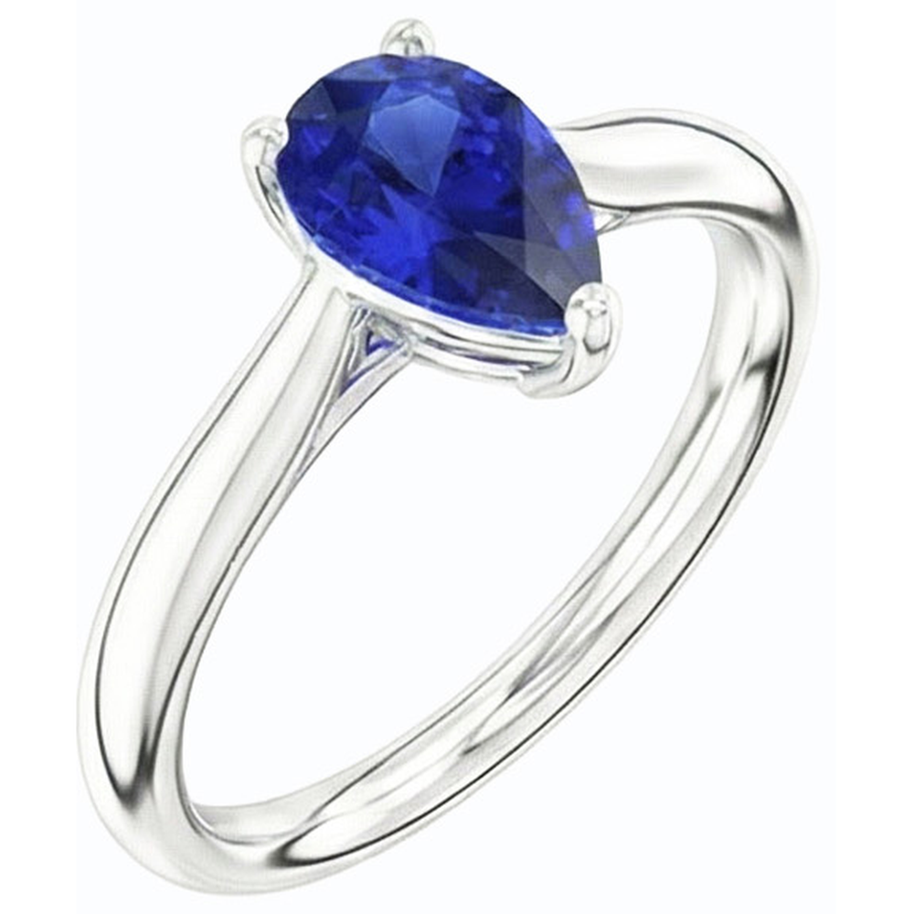 Gold Solitaire Pear Shaped Srilanka Sapphire Ring 1.50 Carats