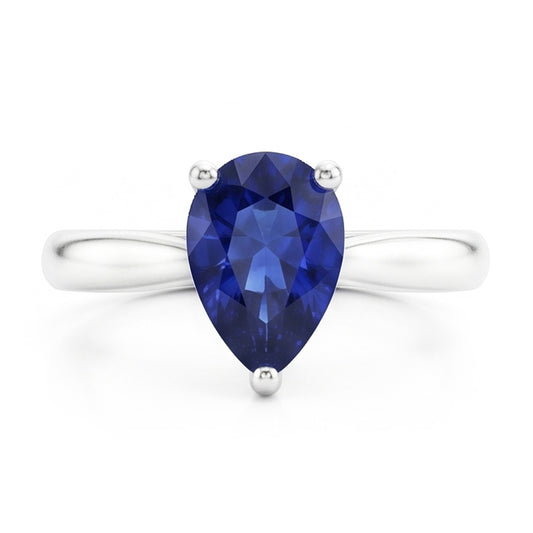 Gold Solitaire Pear Shaped Srilanka Sapphire Ring 1.50 Carats