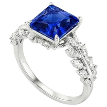 Gold Solitaire Princess Blue Sapphire With Marquise Accents 4 Carats