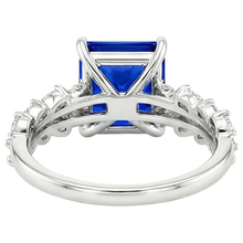 Gold Solitaire Princess Blue Sapphire With Marquise Accents 4 Carats