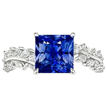 Gold Solitaire Princess Blue Sapphire With Marquise Accents 4 Carats