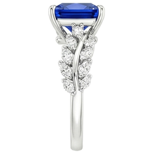 Gold Solitaire Princess Blue Sapphire With Marquise Accents 4 Carats