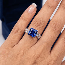 Gold Solitaire Princess Blue Sapphire With Marquise Accents 4 Carats